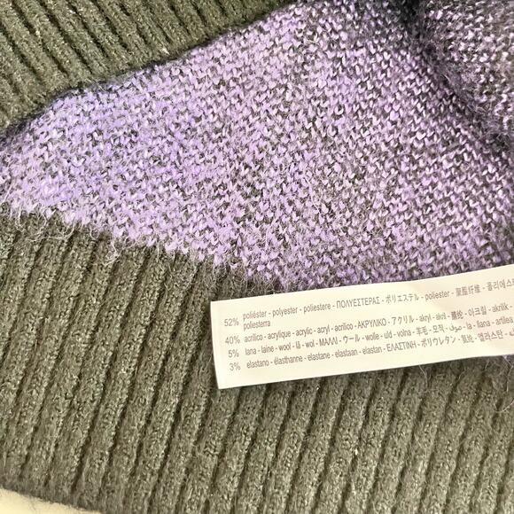 Zara Purple Black Checkered Flower Jacquard Knit Oversized Cardigan Sweater S - Picture 7 of 9